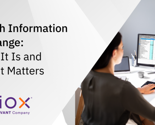 Health Information Exchange What It Is and Why It Matters. Image of woman looking at a monitor with spreadsheet.
